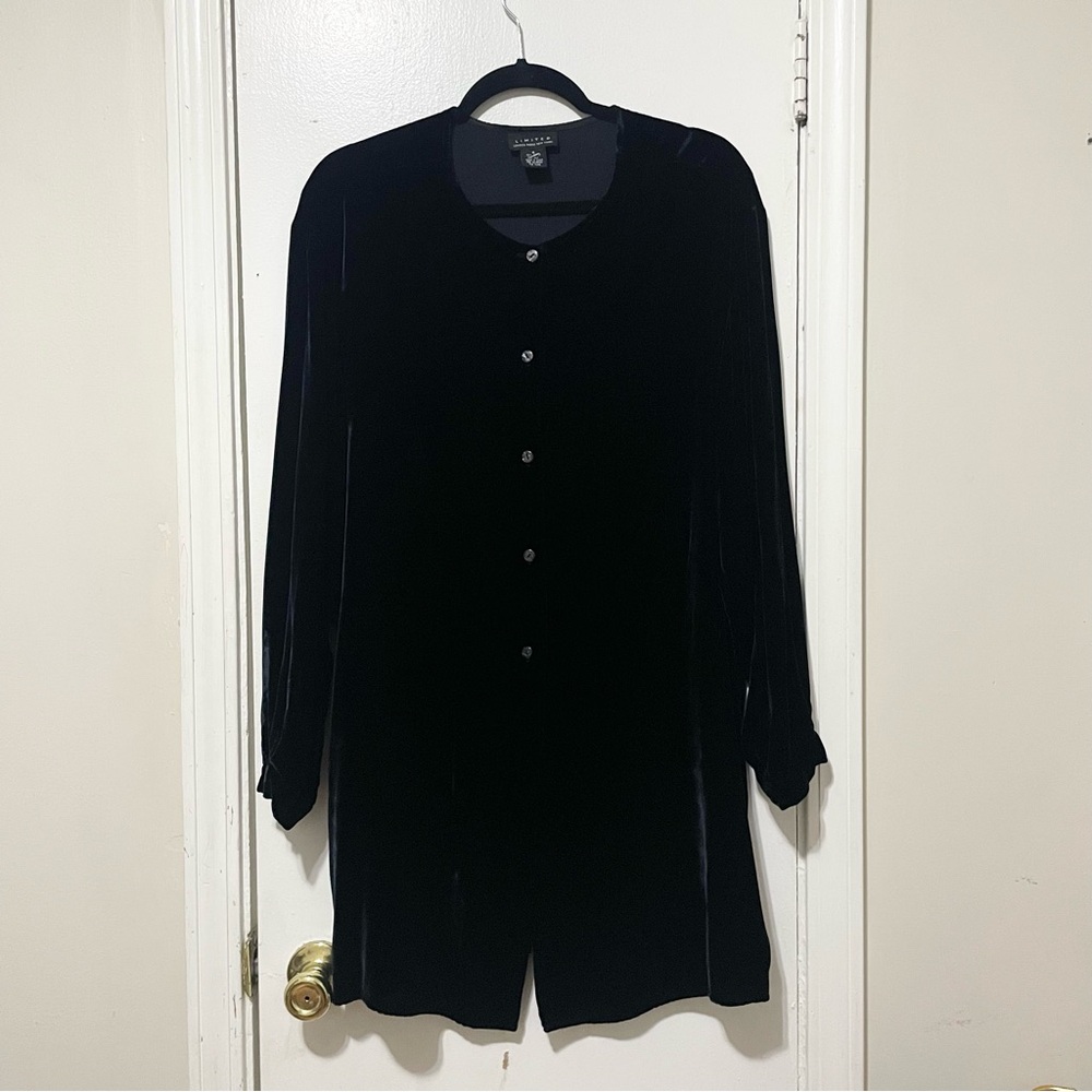 Vtg 90s M Silk Blend Velvet Shirt Dress